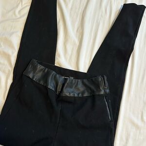 Zara Black Faux Leather Accent Pants